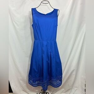 Talbots fit & flare royal blue crochet hem dress size 2